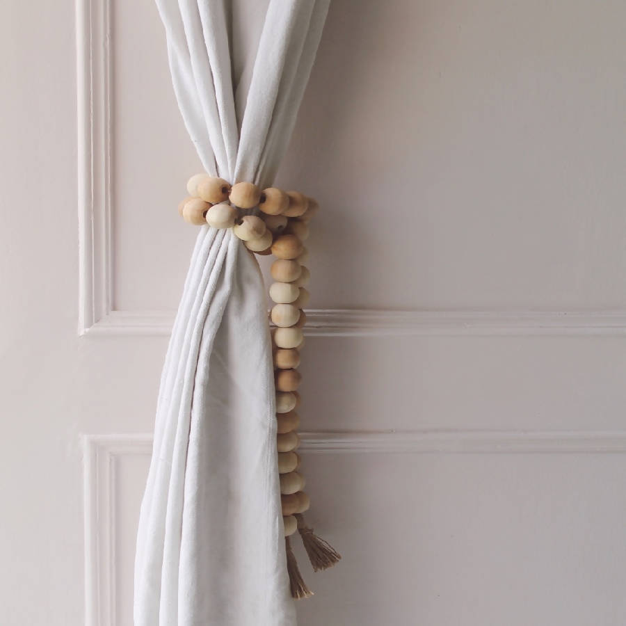 Wooden Beads with Jute Tassels