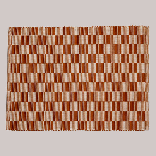 S/4 Handloomed Checkered Placemats - Brown