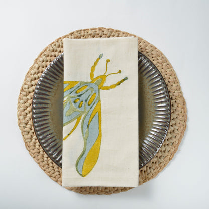 Hand Block Printed Napkin ~Twilight Elephant Moth