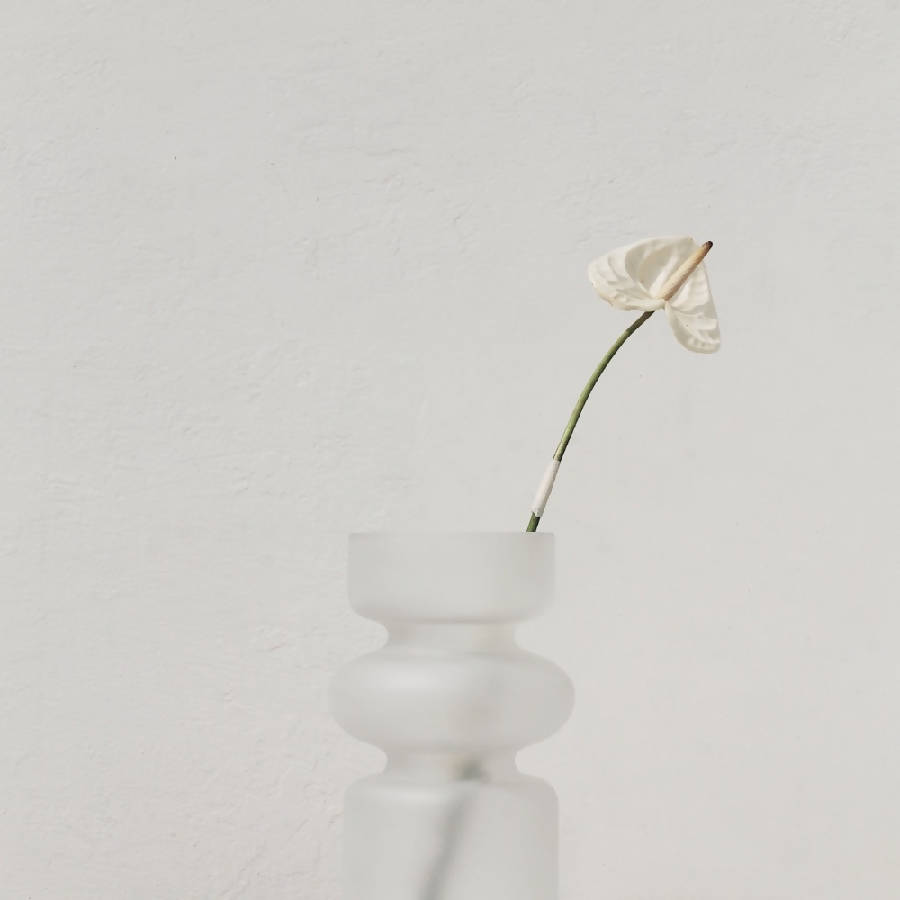 Iris Glass Vase - Frosted White