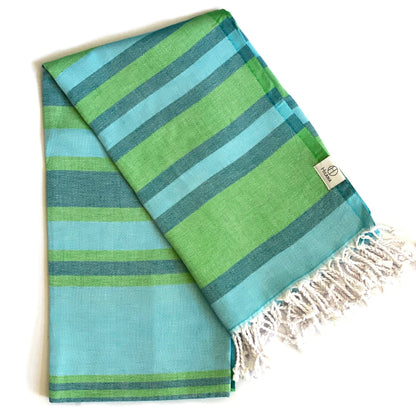 Samara Striped Sustainable Turkish Towel  Green