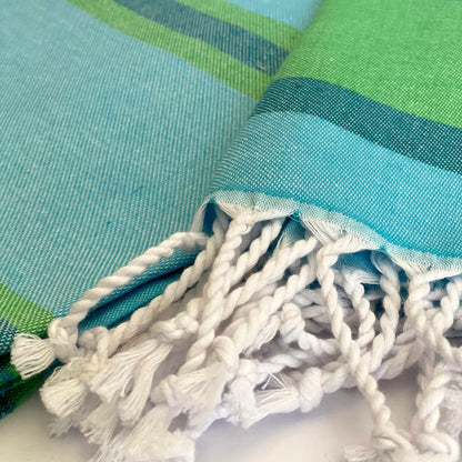 Samara Striped Sustainable Turkish Towel  Green