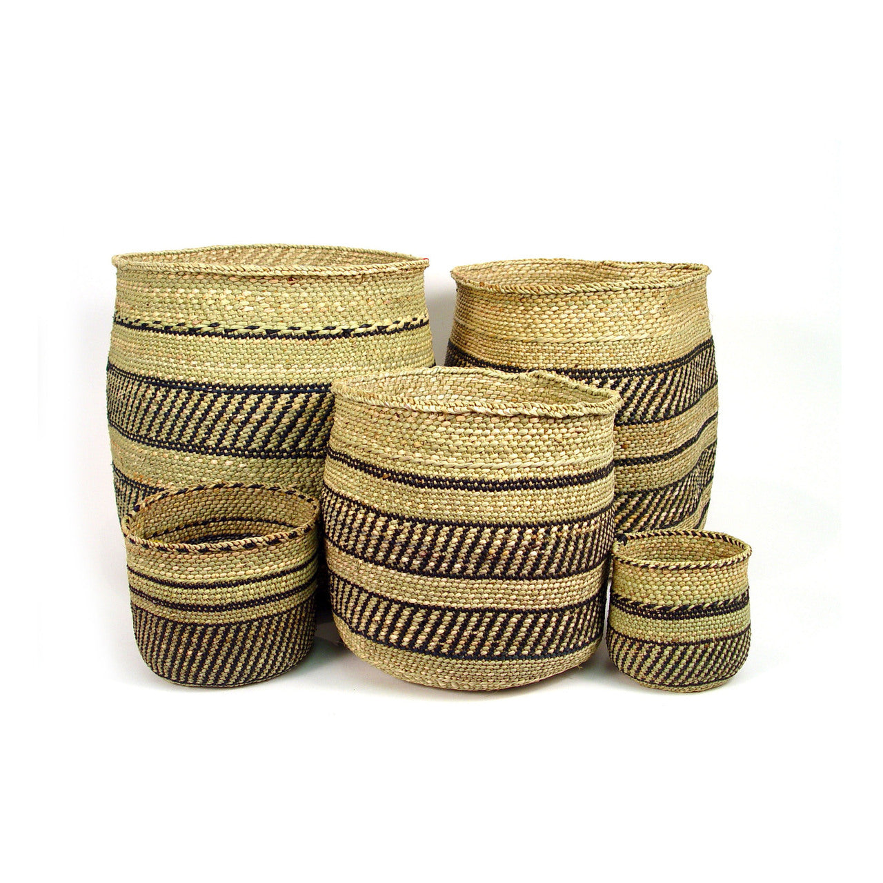 Iringa Woven Basket with Black Stripe