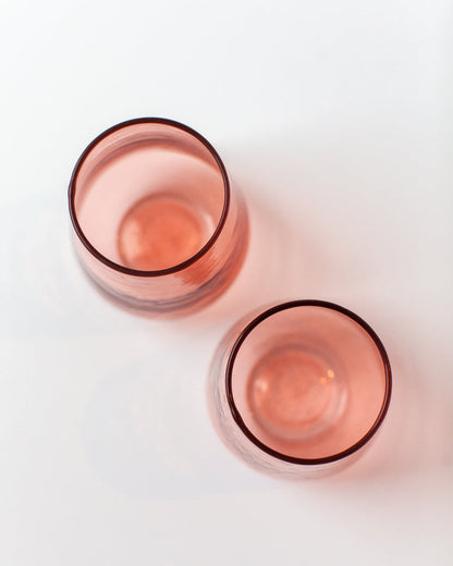 Handblown Hammered Glass Water Tumbler, Blush - set of 4