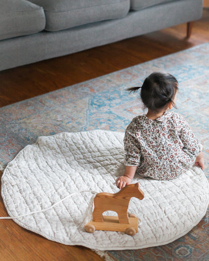 Quilted Play Mat - Natural Chambray