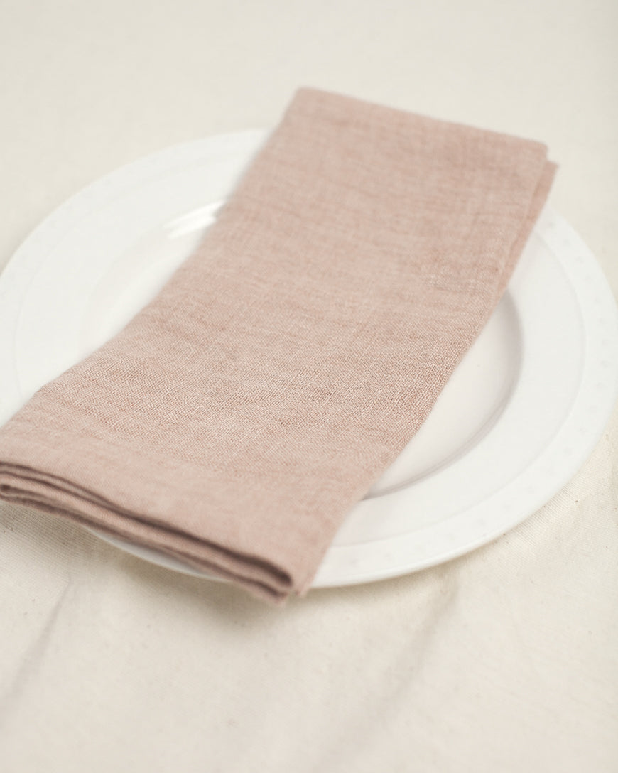 Stone Washed Linen Napkins, Blush - set of 4