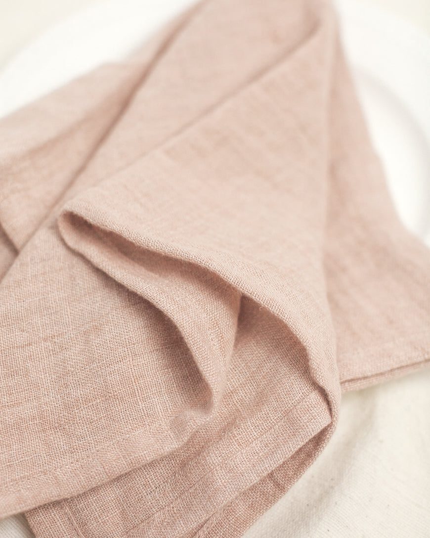 Stone Washed Linen Napkins, Blush - set of 4