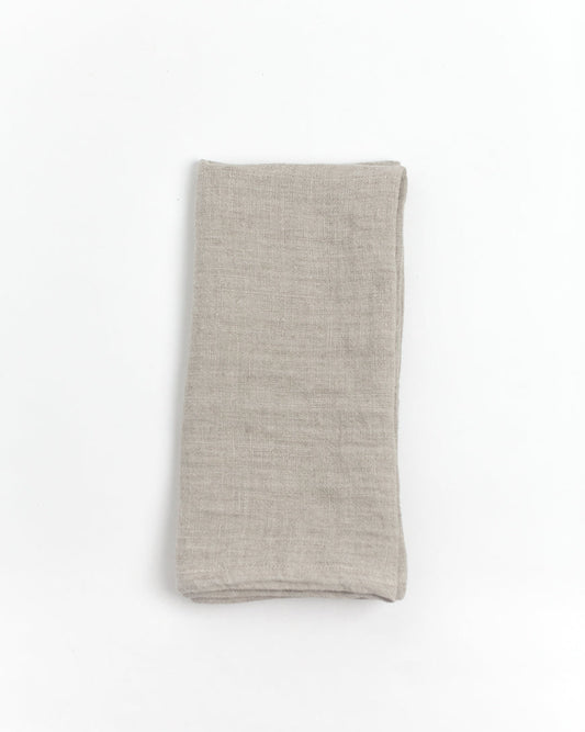 Stone Washed Linen Napkins, Flax - set of 4