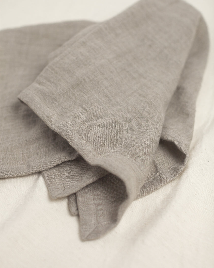 Stone Washed Linen Napkins, Flax - set of 4