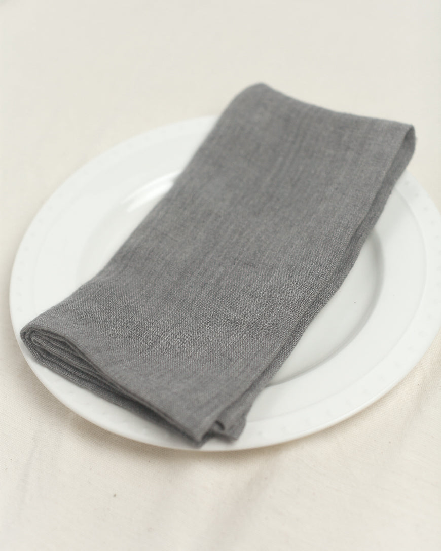 Stone Washed Linen Napkins, Oyster - set of 4