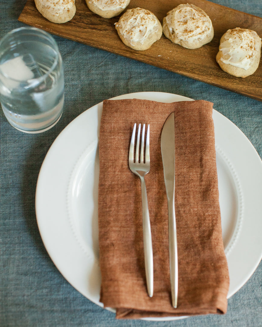 Stone Washed Linen Napkins, Terracotta - set of 4