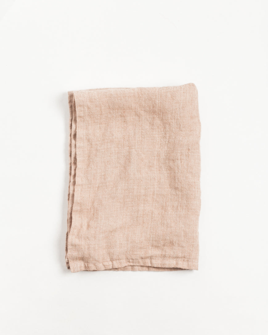 Stone Washed Linen Tea Towel - Blush