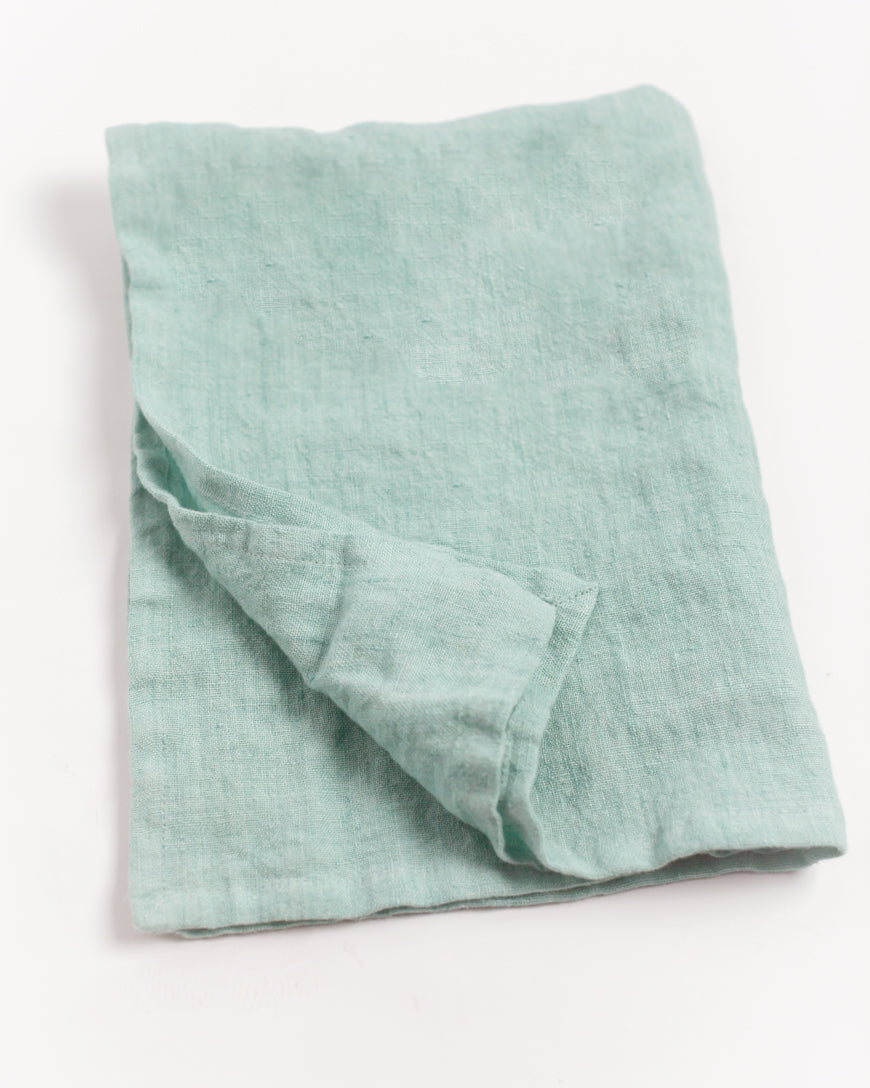 Stone Washed Linen Tea Towel - Ocean Spray