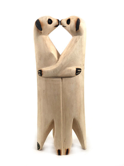 Hand Carved Standing Meerkat - Lovers Pair