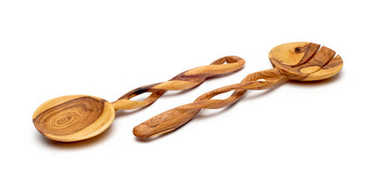 Olive Wood Spiral Servers