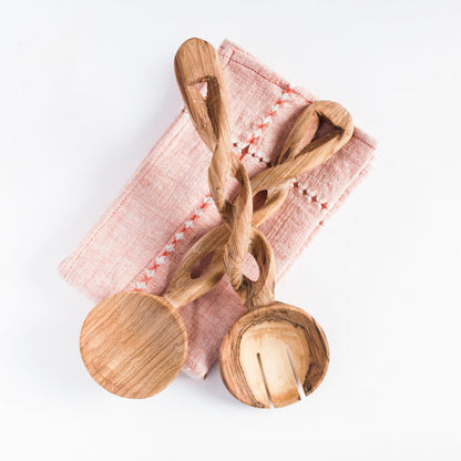 Olive Wood Spiral Servers