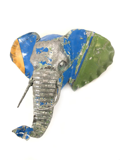 Elephant Animal Mask - Recycled Metal Wall Art