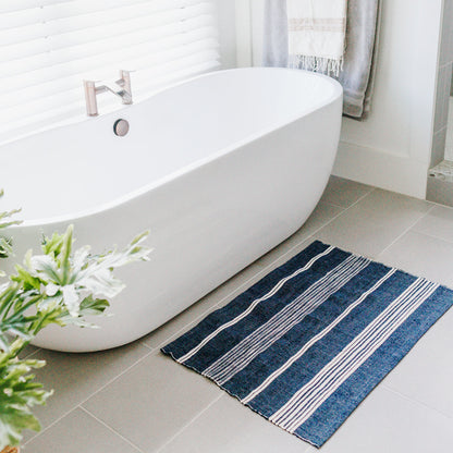 Aden Bath Mat - Navy / Natural