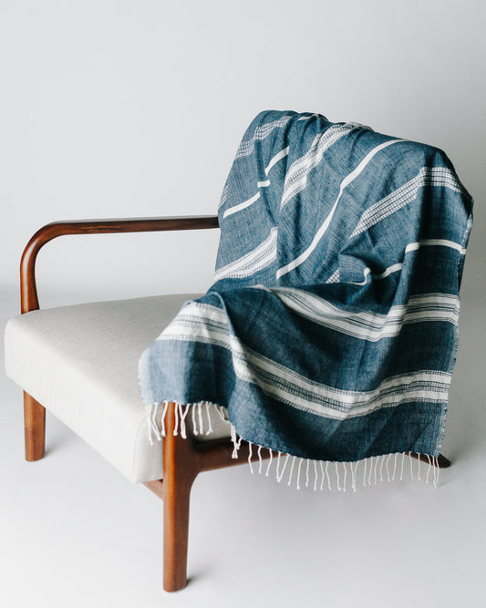 Aden Throw - Navy / Natural