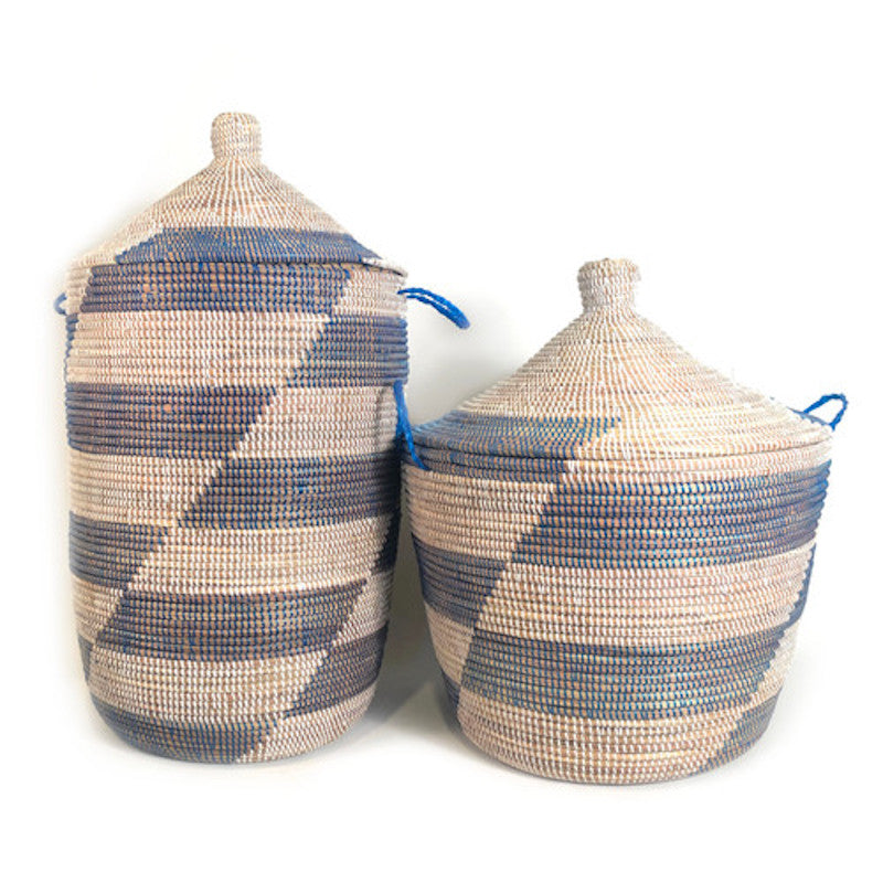 Low Storage Basket - Blue Stripe