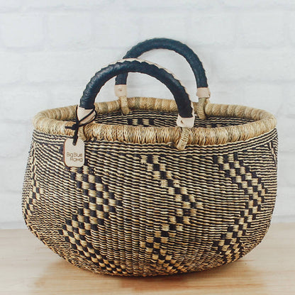 Bolga Baskets - Large Round Two Handle Natural Palette