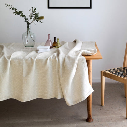 Linen Cloverleaf Tablecloth - Natural