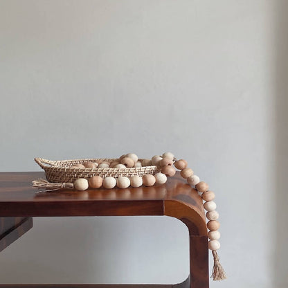 Wooden Beads with Jute Tassels